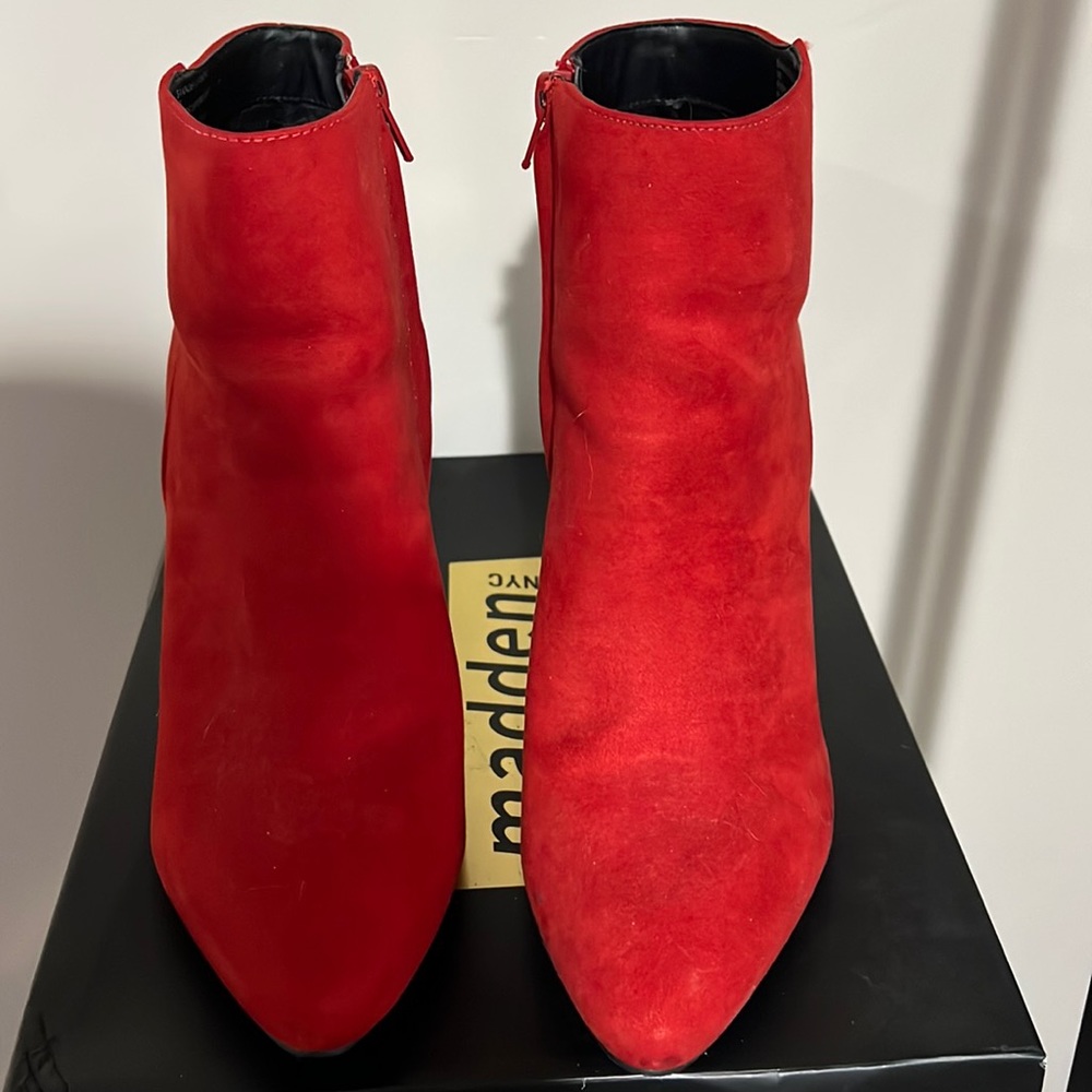 Red heeled boots